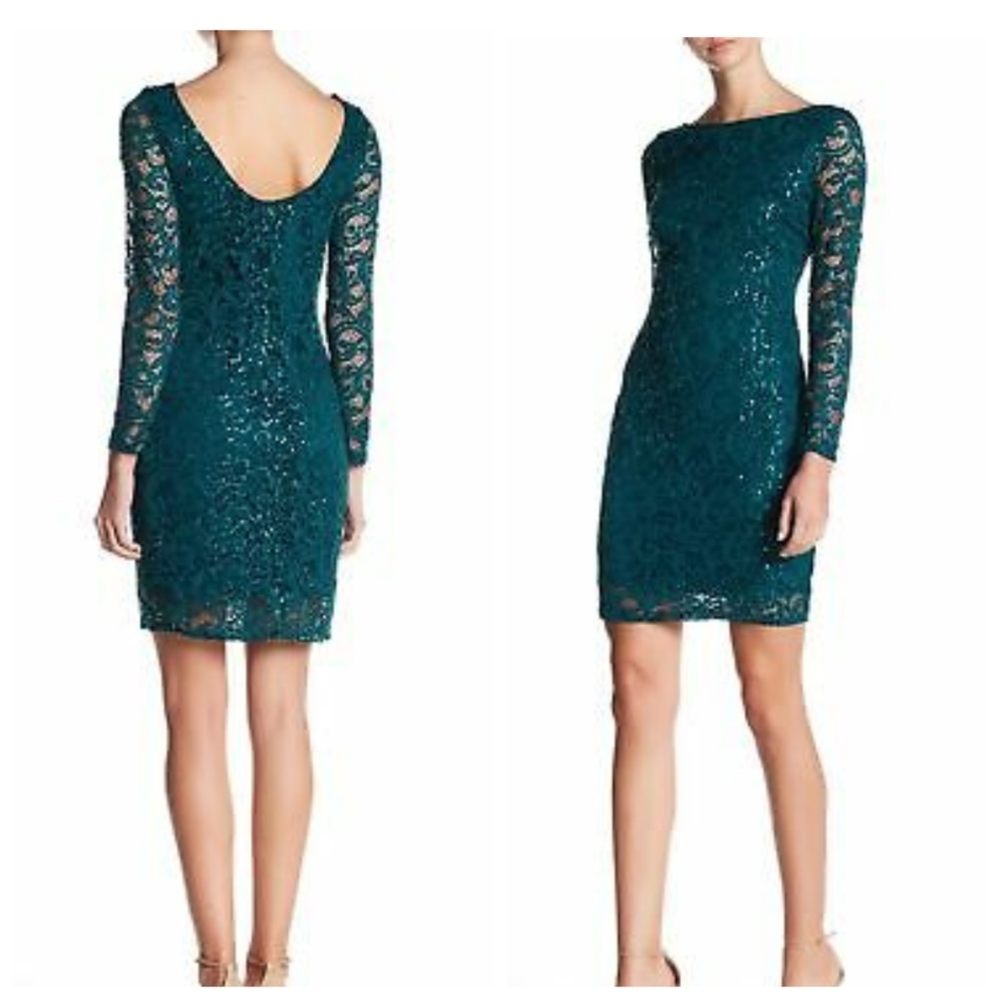 Sequins Lace long sleeve dress